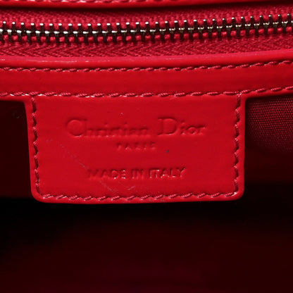 Patent Cannage Large Dior Soft Shopping Tote Red