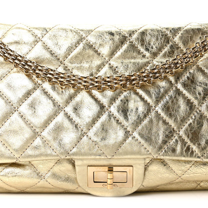 Metallic Aged Calfskin Quilted 2.55 Reissue 227 Flap Gold