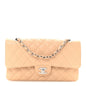 Caviar Quilted Medium Double Flap Beige