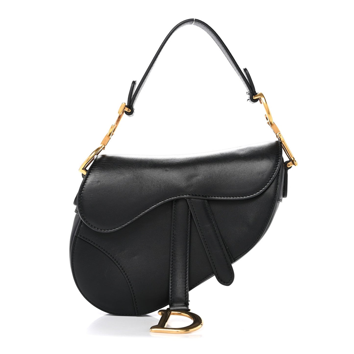 Calfskin Mini Saddle Bag Black