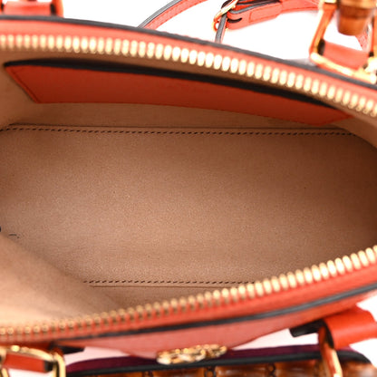 Textured Dollar Calfskin Mini Diana Dome Tote Bag Deep Orange Spicy Cyclamin