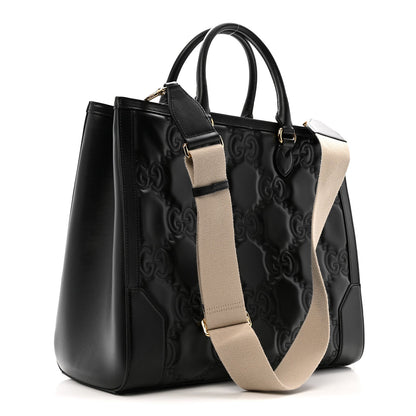 Calfskin GG Matelasse Tote Bag Black