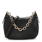GG Grainy Calfskin Emblem Small Half Moon Shoulder Bag Black