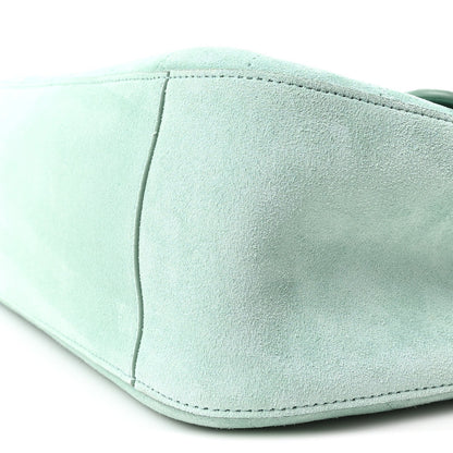 Suede Calfskin Small Souplissimo Maxi Flap Green