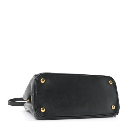 Saffiano Small Galleria Double Zip Tote Black