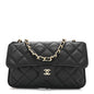 Caviar Fabric Graffiti Foldable Tote Bag With Chain Black Multicolor
