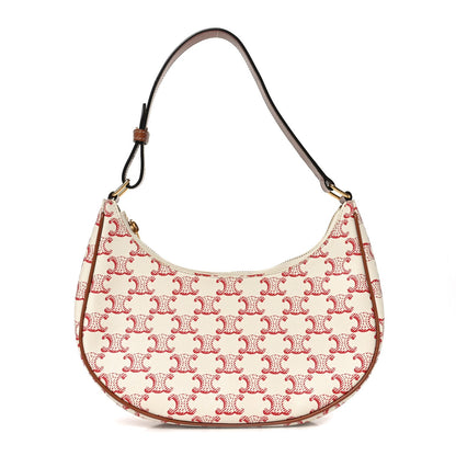 Canvas Calfskin Ava Triomphe Shoulder Bag Red