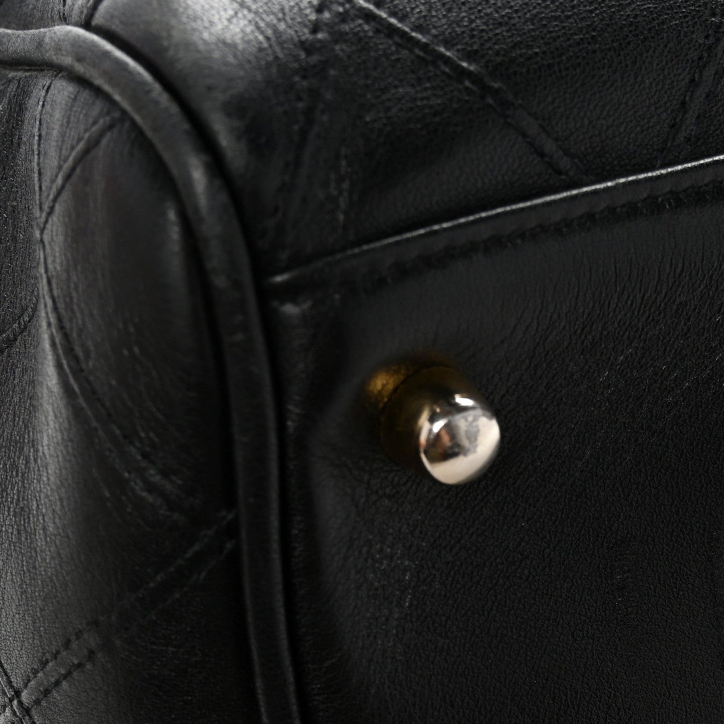 Calfskin Stitched Duffle Travel Bag Black