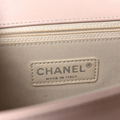 Lambskin Quilted Large Boy Flap Light Pink