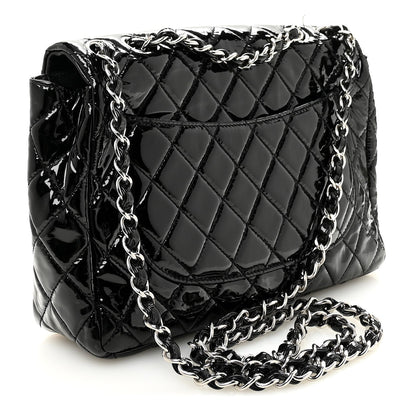 Patent Quilted Jumbo Single Flap Black