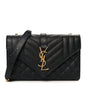 Grain De Poudre Textured Mixed Matelasse Triquilt Small Monogram Satchel Black