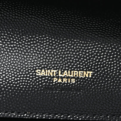 Grain De Poudre Matelasse Chevron Monogram Envelope Clutch Black