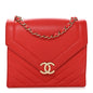 Calfskin Quilted Chevron Small Single Flap Red