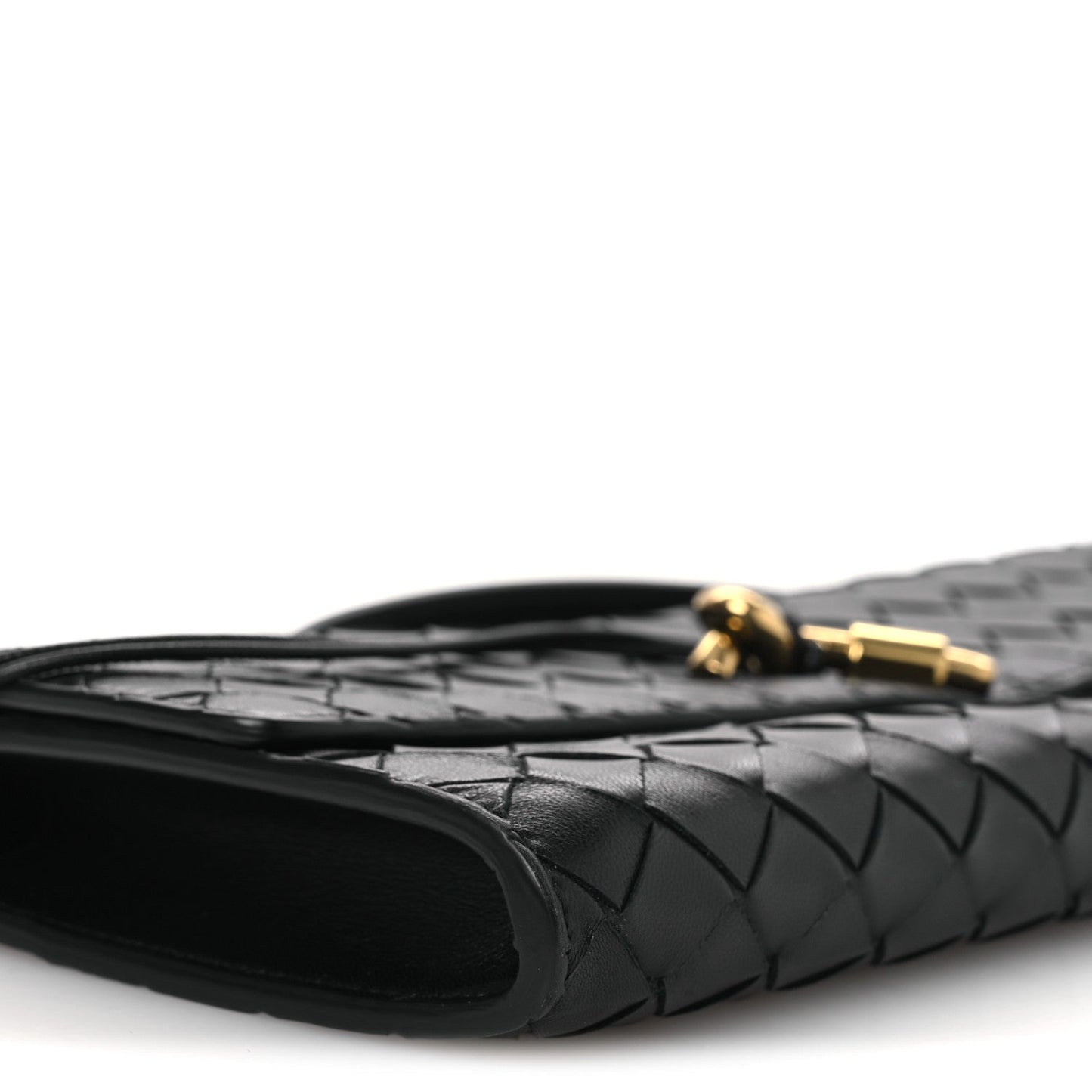 Nappa Intrecciato Long Andiamo Top Handle Clutch Black