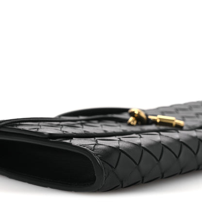 Nappa Intrecciato Long Andiamo Top Handle Clutch Black