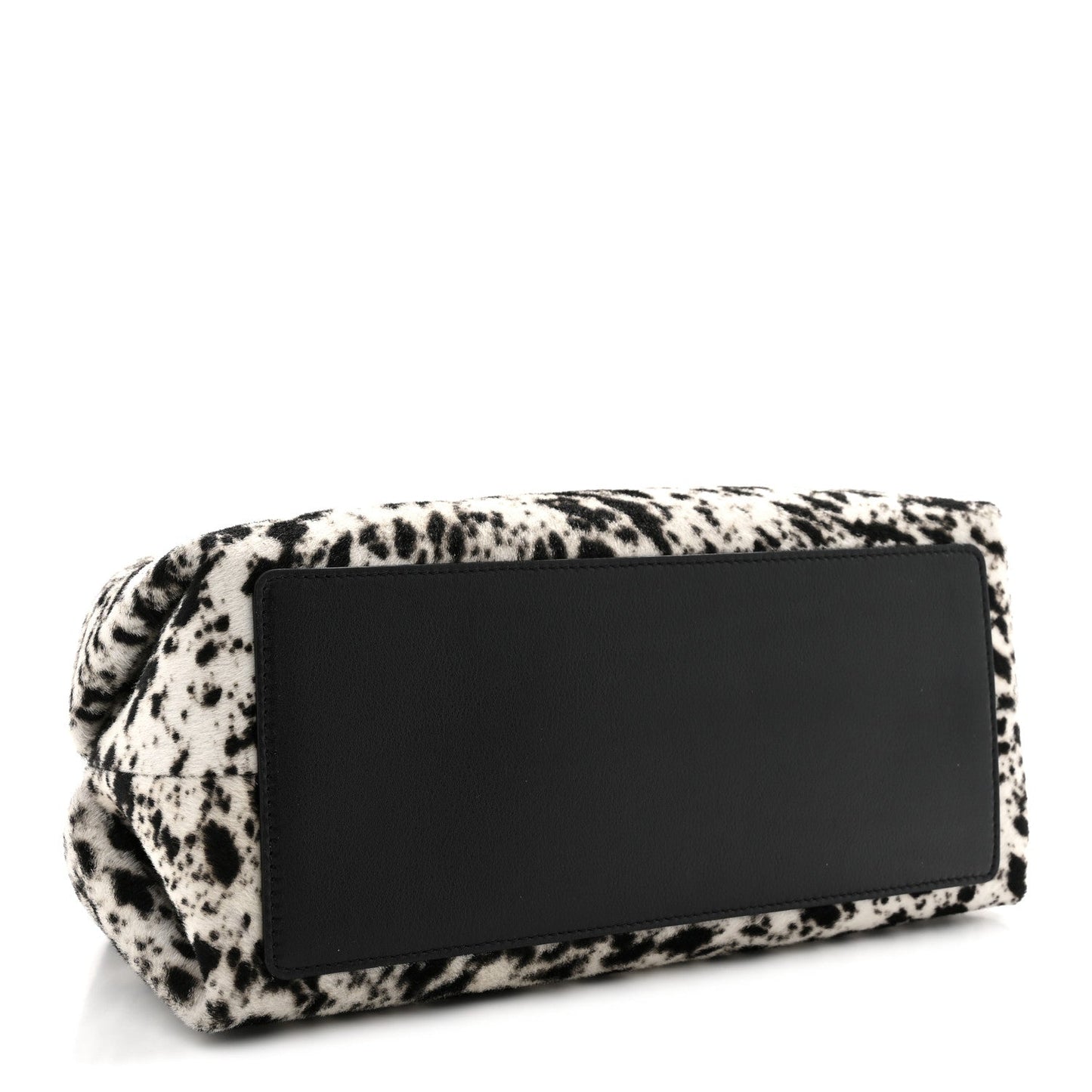 Lambskin Pony Hair Printed Clutch With Chain Black White