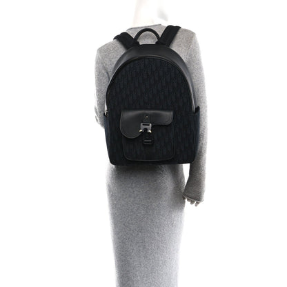 Oblique Jacquard Saddle Zip Backpack Black