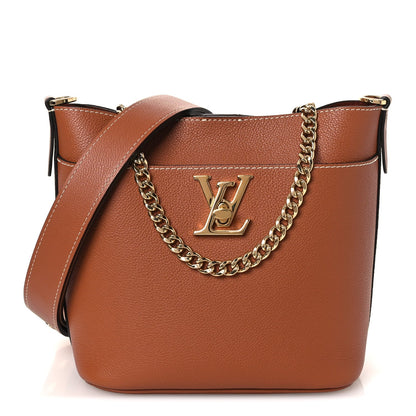 Calfskin Lock and Walk Bucket Cognac