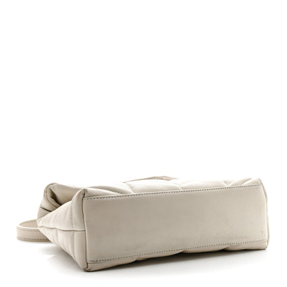 Lambskin Quilted Toy Loulou Puffer Monogram Chain Satchel Crema Soft