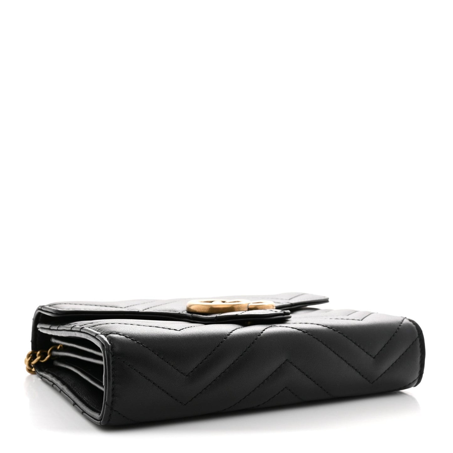 Calfskin Matelasse GG Marmont Chain Wallet Black