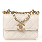 Calfskin Quilted Perfect Fit Coin Purse With Chain White