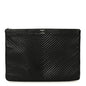 Lambskin Chevron Large Boy Zip Pouch Black