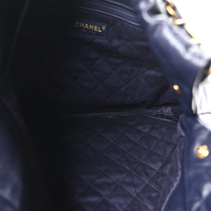 Shiny Calfskin Quilted Chanel 22 Navy Blue