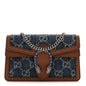New Denim GG Monogram Dollar Calfskin Enamel Super Mini Dionysus Shoulder Bag Blue Tea Cuir Epilog Electric Blue