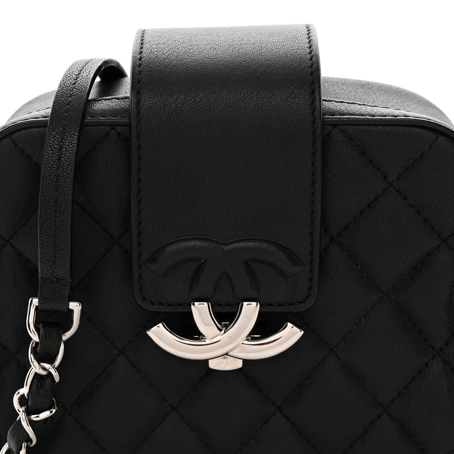 Lambskin Quilted Mini CC Box Camera Bag Black