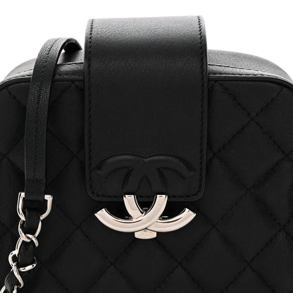 Lambskin Quilted Mini CC Box Camera Bag Black