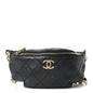 Lambskin Quilted Resin Bi-Color Waist Bag Fanny Pack Black