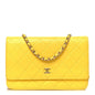 Lambskin Quilted Wallet on Chain WOC Yellow