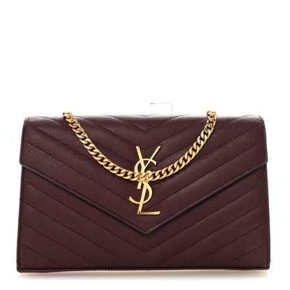 Grain De Poudre Matelasse Chevron Monogram Chain Wallet Rouge Legion