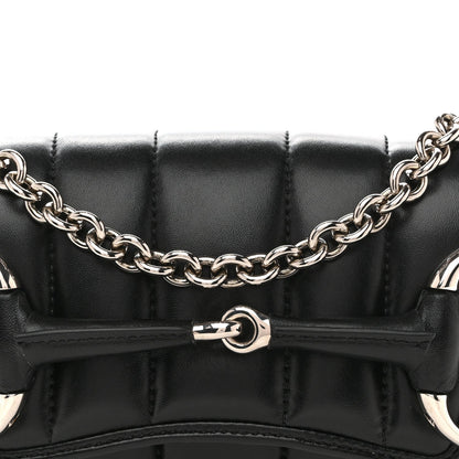 Nappa Vertical Matelasse Small Maxi Horsebit Chain Shoulder Bag Black