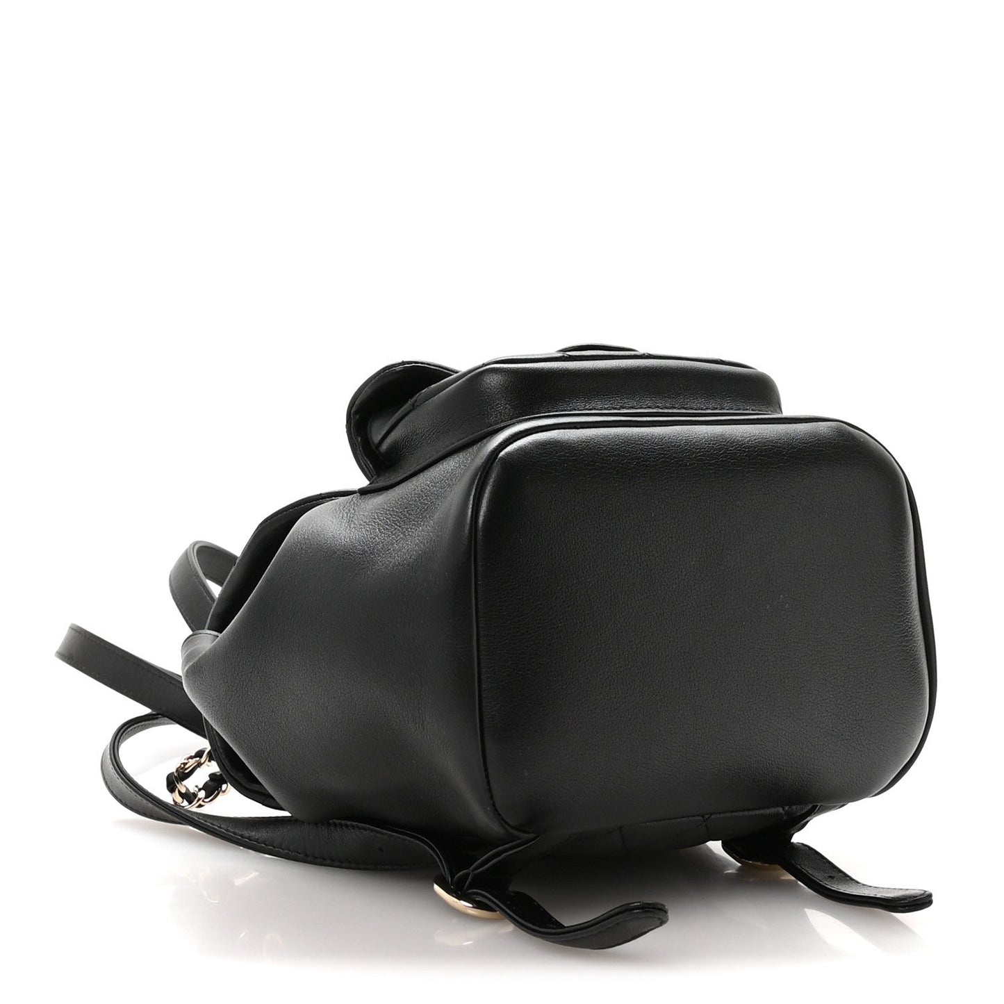 Glazed Aged Calfskin Quilted Small Duma Drawstring Backpack Black