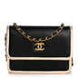 Metallic Calfskin Clutch With Chain Black Gold