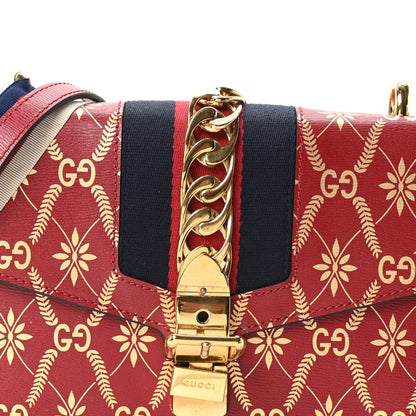 Textured Calfskin Printed Small Sylvie Shoulder Bag Red