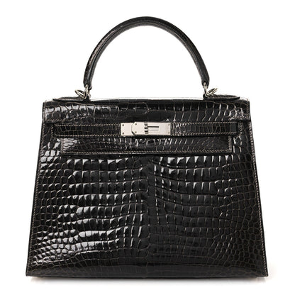 Shiny Porosus Crocodile Kelly Sellier 28 Gris Elephant