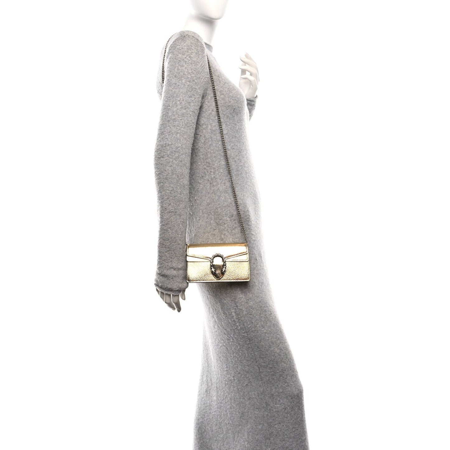 Metallic Calfskin Super Mini Dionysus Shoulder Bag Gold