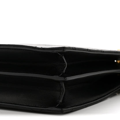 Lambskin Quilted Le Maillon Square Crossbody Bag Black