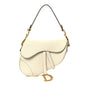 Grained Calfskin Saddle Bag White