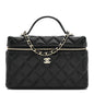 Caviar Quilted Top Handle Slim Vanity With Chain Black