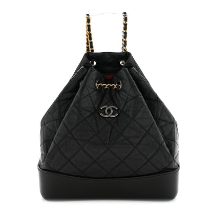 Aged Calfskin Quilted Small Gabrielle Backpack Black