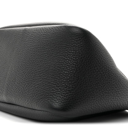 Vitello Daino Soft Mini Zippered Top Handle Bag Black