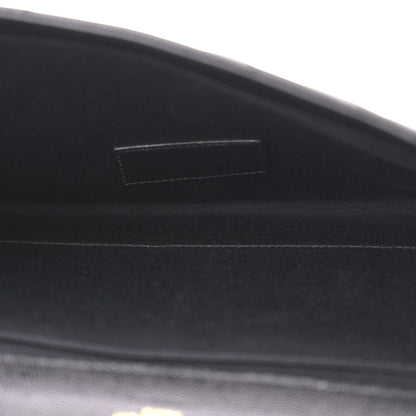 Grain De Poudre Matelasse Chevron Monogram Envelope Clutch Black