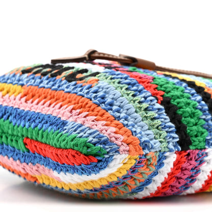 Fabric Crochet Drawstring Pouch Multicolor