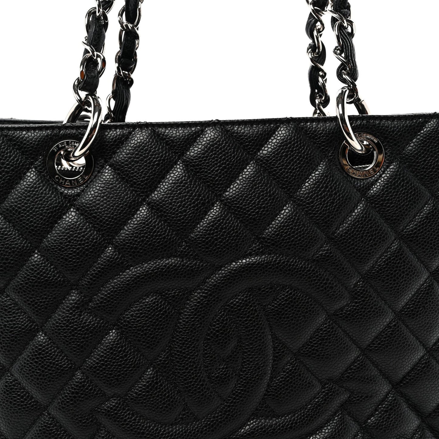 Caviar Quilted Grand Shopping Tote GST Black