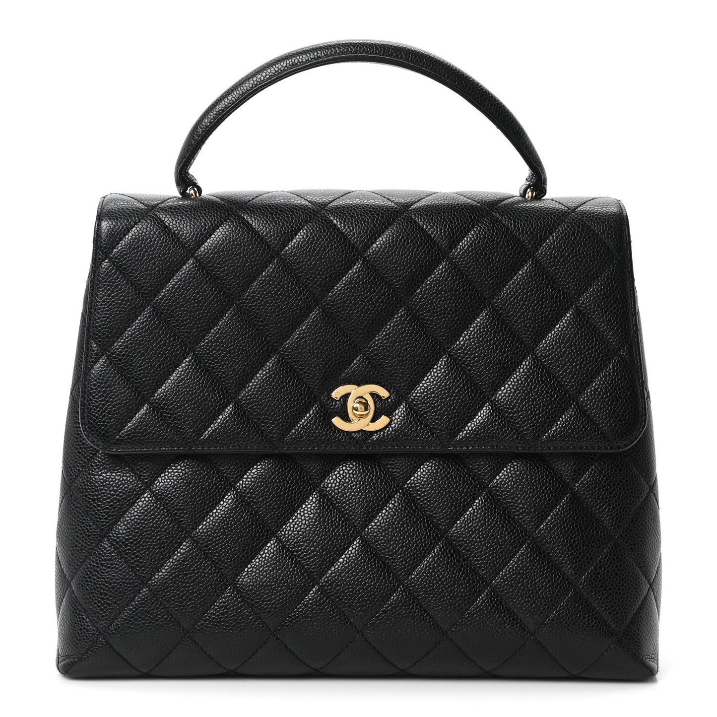 Caviar Quilted Jumbo Kelly Flap Black