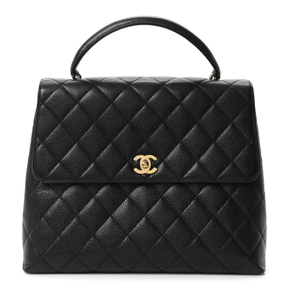 Caviar Quilted Jumbo Kelly Flap Black