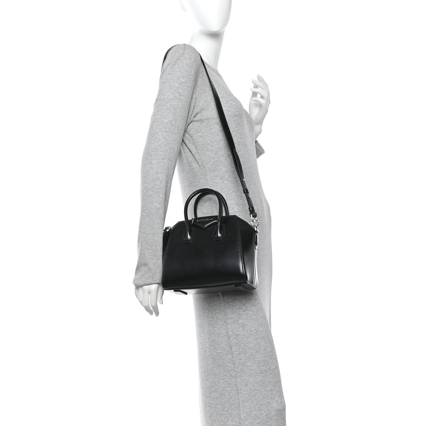 Shiny Lord Calfskin Mini Antigona Black